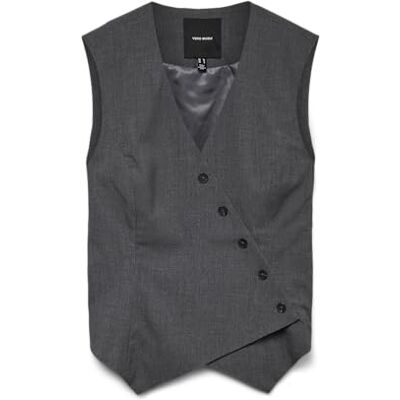 VERO MODA Vmliba Sl Waistcoat, Mörkgrå melange, 42 VERO MODA Vmliba Sl Waistcoat, Mörkgrå melange, 42
