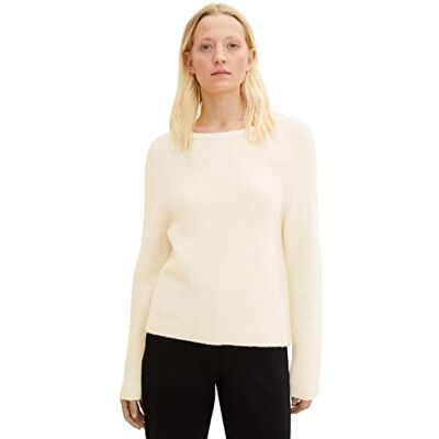 TOM TAILOR Damer Basic tröja 1034057, 30265 Soft Buttercream Melange, XXS TOM TAILOR Damer Basic tröja 1034057, 30265 Soft Buttercream Melange, XXS
