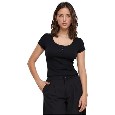 Urban Classics dam Rib babylock T-shirt för kvinnor, svart, M Urban Classics dam Rib babylock T-shirt för kvinnor, svart, M