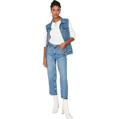 Trendyol Dam pappa jeans, blå, 40, BLÅ, 66 SE Trendyol Dam pappa jeans, blå, 40, BLÅ, 66 SE