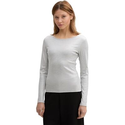 TOM TAILOR Denim dam långärmad T-shirt, 10658 – Cement Grey Mélange, M TOM TAILOR Denim dam långärmad T-shirt, 10658 – Cement Grey Mélange, M