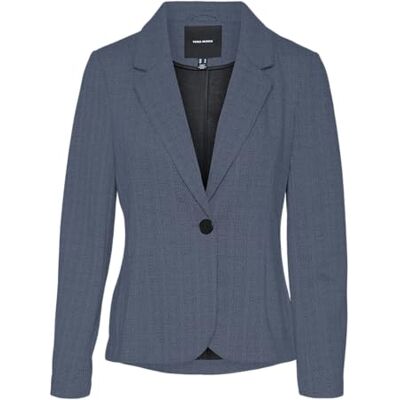 VERO MODA VMSILVA LS Fitted Blazer, Svart/detalj: asfalt fiskben, M VERO MODA VMSILVA LS Fitted Blazer, Svart/detalj: asfalt fiskben, M