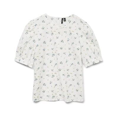 VERO MODA Vmtrine Ss Top WVN Ga Noos, Snövit, S VERO MODA Vmtrine Ss Top WVN Ga Noos, Snövit, S