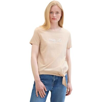 TOM TAILOR Denim dam basic t-shirt med knutdetalj, 33754 – Bisque, XXL TOM TAILOR Denim dam basic t-shirt med knutdetalj, 33754 – Bisque, XXL