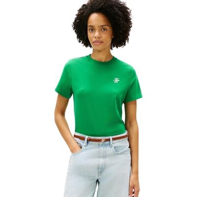 Tommy Hilfiger Dam Th Script Reg C-Nk Ss Tee Ww0Ww47809, Grön, XS Tommy Hilfiger Dam Th Script Reg C-Nk Ss Tee Ww0Ww47809, Grön, XS