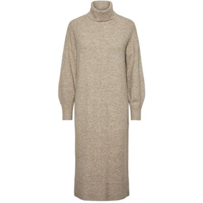 PIECES Pcmalou Ls polotröja stickad klänning Noos Bc, taupe grå, S PIECES Pcmalou Ls polotröja stickad klänning Noos Bc, taupe grå, S