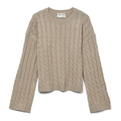 VERO MODA Awlorella Ls O-hals stickad Noos, Naturlig blandning, XXL VERO MODA Awlorella Ls O-hals stickad Noos, Naturlig blandning, XXL