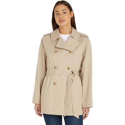 Tommy Hilfiger Dam bomull korta trenchvävda jackor, BEIgE, 68 Tommy Hilfiger Dam bomull korta trenchvävda jackor, BEIgE, 68