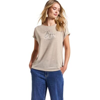 Street One dam-t-shirt med Wording, Månsten sand, 42 Street One dam-t-shirt med Wording, Månsten sand, 42