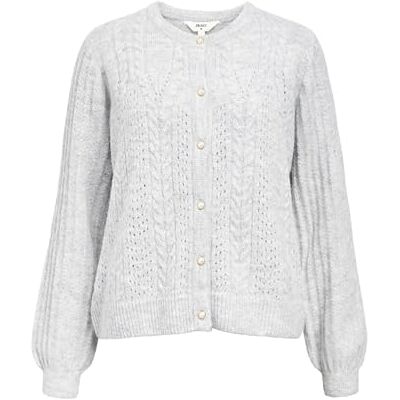 Object Objflora Re Ls Knit Button cardigan Noos, Ljusgrå melange, XS Object Objflora Re Ls Knit Button cardigan Noos, Ljusgrå melange, XS