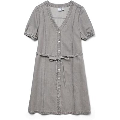 VERO MODA Vmjanet Ss V-hals kort denim klänning Noos, Ljusgrå denim, S VERO MODA Vmjanet Ss V-hals kort denim klänning Noos, Ljusgrå denim, S