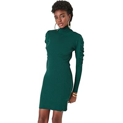 Trendyol Dam smal standard Turtleneck stickade kläder klänning, smaragdgrön, M dam, Smaragdgrön, M Trendyol Dam smal standard Turtleneck stickade kläder klänning, smaragdgrön, M dam, Smaragdgrön, M