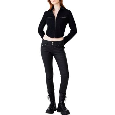 LTB damjeans Molly M – smal passform med medium midja och dragkedja i svart av bomullsblandning – storlek W26L36, Svart belagd tvätt 2835, 26W x 36L LTB damjeans Molly M – smal passform med medium midja och dragkedja i svart av bomullsblandning – storlek W26L36, Svart belagd tvätt 2835, 26W x 36L