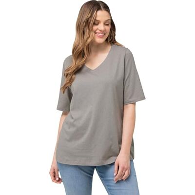 Ulla Popken Ulla popkar, kvinnor, stora storlekar, t-shirt, noppor, V-hals, halvärm, svart, 42-44 Ulla Popken Ulla popkar, kvinnor, stora storlekar, t-shirt, noppor, V-hals, halvärm, svart, 42-44