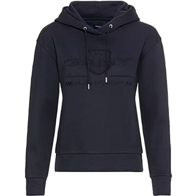 GANT Tonal Archive Shield Sweat Hoodie Sweatshirt med huva för kvinnor, Kväll blå, XL GANT Tonal Archive Shield Sweat Hoodie Sweatshirt med huva för kvinnor, Kväll blå, XL