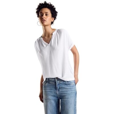 Street One Materialblandning T-shirt, Vit, 44 Street One Materialblandning T-shirt, Vit, 44