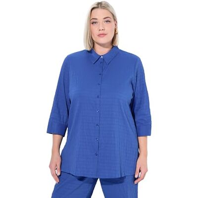 Ulla Popken dam stora storlekar överdimensionerade plus size blus, bubbelkvalitet, skjortkrage, 3/4-ärm, Koboltblå, 62-64 plus size Ulla Popken dam stora storlekar överdimensionerade plus size blus, bubbelkvalitet, skjortkrage, 3/4-ärm, Koboltblå, 62-64 plus size