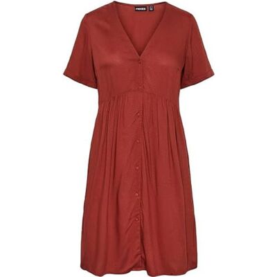 PIECES Dam Pclaura Ss Dress Bc-klänning, Bränd henna, XL PIECES Dam Pclaura Ss Dress Bc-klänning, Bränd henna, XL