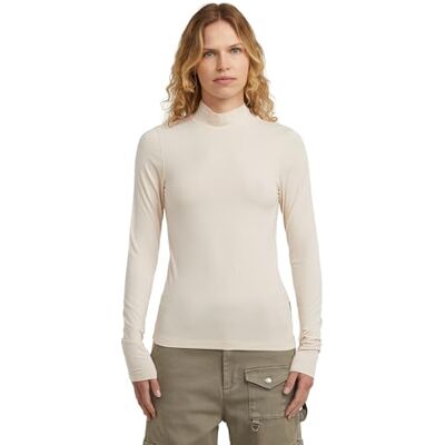 G-STAR Mock Slim t ls wmn, Vit (Dk Talc D27968-e299-a488), S G-STAR Mock Slim t ls wmn, Vit (Dk Talc D27968-e299-a488), S