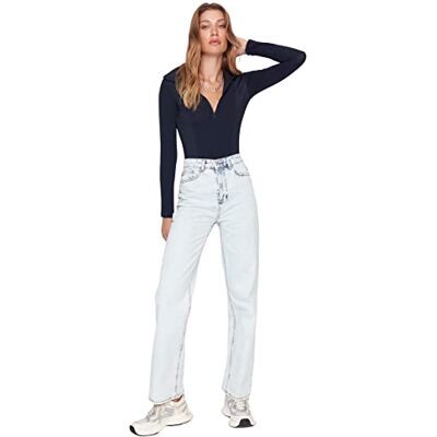 Trendyol 90-tals jeans med vida ben, blå, 36, BLÅ, 62 SE Trendyol 90-tals jeans med vida ben, blå, 36, BLÅ, 62 SE