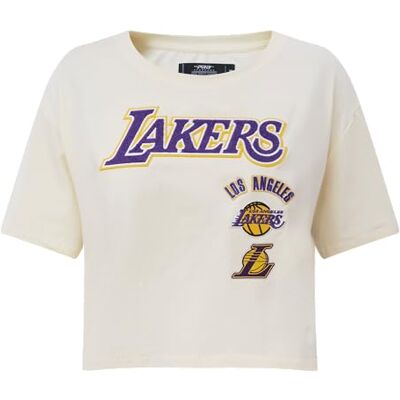 Pro Standard Damer NBA retroklassiker, bomull, single-jersey, kortärmad, boxy-t-shirt, äggskal, M Pro Standard Damer NBA retroklassiker, bomull, single-jersey, kortärmad, boxy-t-shirt, äggskal, M