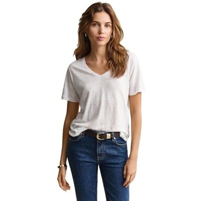 GANT dam Reg Linen V-neck Ss T-shirt T-tröja GANT dam Reg Linen V-neck Ss T-shirt T-tröja