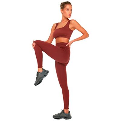 Trendyol Stickade sportstötar för kvinnor, yogabyxor, brun, medium/stor Trendyol Stickade sportstötar för kvinnor, yogabyxor, brun, medium/stor