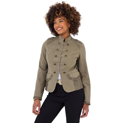 Joe Browns dam khaki militär stil spets trim jacka, Khaki, 32 Joe Browns dam khaki militär stil spets trim jacka, Khaki, 32
