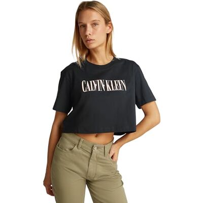 Calvin CK JEANS dam VARSITY BOXY TEE J20J225578, svart (svart), L, Svart (k svart), L Calvin CK JEANS dam VARSITY BOXY TEE J20J225578, svart (svart), L, Svart (k svart), L