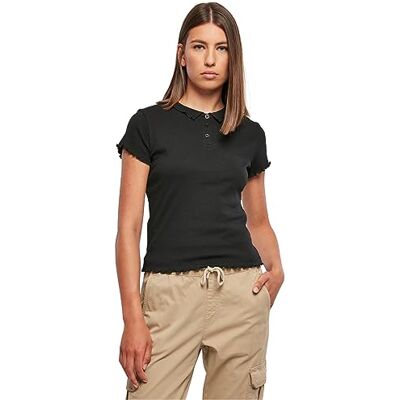 Urban Classics dam Rib Polo Tee, svart, 3XL Urban Classics dam Rib Polo Tee, svart, 3XL