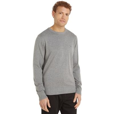 Tommy Hilfiger herr Essential bomull Crew Neck MW0MW14748 pullover tröja, grå, XXL, Grå (medium grå ljung), XXL Tommy Hilfiger herr Essential bomull Crew Neck MW0MW14748 pullover tröja, grå, XXL, Grå (medium grå ljung), XXL