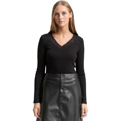 TOM TAILOR Denim dam långärmad T-shirt, 14482 – djup svart, XXL TOM TAILOR Denim dam långärmad T-shirt, 14482 – djup svart, XXL