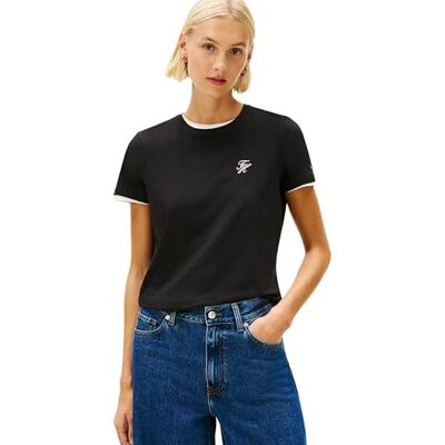Tommy Hilfiger Dam TH Script REG C-NK SS TEE WW0WW47809 S/S t-shirt, svart (svart), XXL, svart (svart), XXL Tommy Hilfiger Dam TH Script REG C-NK SS TEE WW0WW47809 S/S t-shirt, svart (svart), XXL, svart (svart), XXL