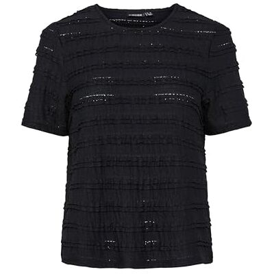 PIECES damer Pcanine Ss O-Neck Top mm T-Shirt, svart, XL PIECES damer Pcanine Ss O-Neck Top mm T-Shirt, svart, XL