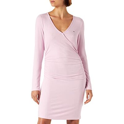 Tommy Jeans Kvinnors Tjw Babyrib Wrap miniklänning, Fransk orkidé, L Tommy Jeans Kvinnors Tjw Babyrib Wrap miniklänning, Fransk orkidé, L