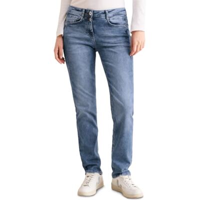 Cecil Damen B378662 Straight Leg Jeans, Light Blue Washed, 26W / 32L EU Cecil Damen B378662 Straight Leg Jeans, Light Blue Washed, 26W / 32L EU