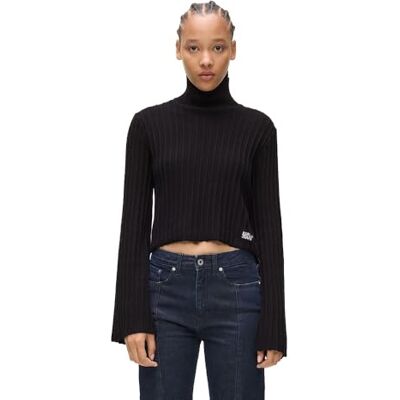 KARL LAGERFELD JEANS , Dam, Plisse Tröja, Regular Fit, Svart, XS KARL LAGERFELD JEANS , Dam, Plisse Tröja, Regular Fit, Svart, XS