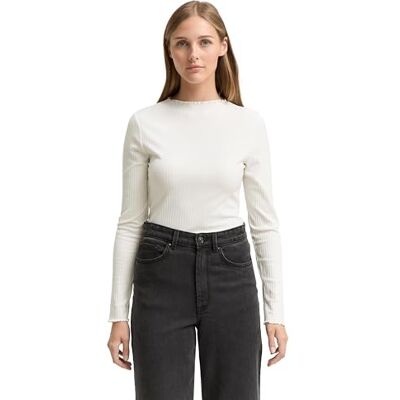 TOM TAILOR Denim dam långärmad T-shirt, 10332 – Benvit, XXL TOM TAILOR Denim dam långärmad T-shirt, 10332 – Benvit, XXL