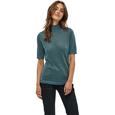 Minus Lima T-shirt dam med polotröja svart t-shirt damer t-shirt damer med hög hals och halvärm basic skjorta damer elegant klassisk stickad tröja damer, 483l Sea Mist Lurex, S Minus Lima T-shirt dam med polotröja svart t-shirt damer t-shirt damer med hög hals och halvärm basic skjorta damer elegant klassisk stickad tröja damer, 483l Sea Mist Lurex, S