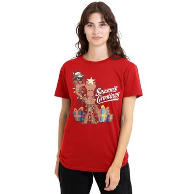 GUARDIANS OF THE GALAXY mandarin creative ltd Seasons Grootings dam t-shirt, röd, liten, Röd, S GUARDIANS OF THE GALAXY mandarin creative ltd Seasons Grootings dam t-shirt, röd, liten, Röd, S
