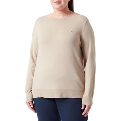 Tommy Hilfiger kvinnors CRV CO Jersey Stitch Boat-NK SWT beige 48, BEIgE, 48 Tommy Hilfiger kvinnors CRV CO Jersey Stitch Boat-NK SWT beige 48, BEIgE, 48