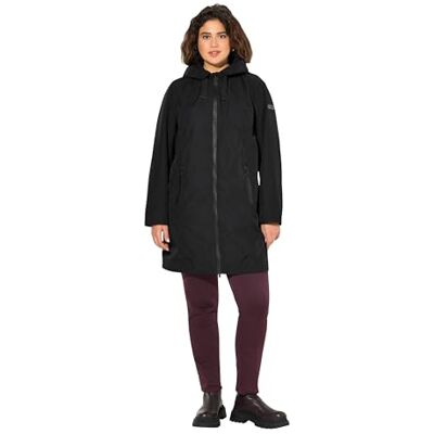 Ulla Popken dam stora storlekar överdimensionerade plus size HYPRAR funktionell jacka, vattentät, huva, svart, 42-44 Ulla Popken dam stora storlekar överdimensionerade plus size HYPRAR funktionell jacka, vattentät, huva, svart, 42-44