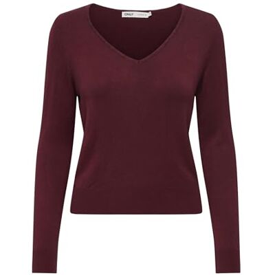 ONLY Onlvenice Life Ls V-neck tröja KNT Nca, Cabernet, XXL ONLY Onlvenice Life Ls V-neck tröja KNT Nca, Cabernet, XXL