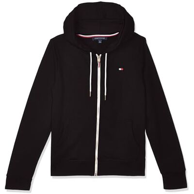 Tommy Hilfiger huvtröja med dragkedja för kvinnor – klassisk tröja med dragsko och huva, Svart, XXL Tommy Hilfiger huvtröja med dragkedja för kvinnor – klassisk tröja med dragsko och huva, Svart, XXL