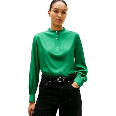 Tommy Hilfiger Dam VIS twill V-NK blus WW0WW48178 L/S blusar, grön (Nouveau Grön), 46, Grön (Nouveau Grön), 72 Tommy Hilfiger Dam VIS twill V-NK blus WW0WW48178 L/S blusar, grön (Nouveau Grön), 46, Grön (Nouveau Grön), 72
