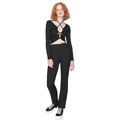 Trendyol Dam dam enkel stickad tvådelad uppsättning koordinerad outfit, svart, M, Svart, M Trendyol Dam dam enkel stickad tvådelad uppsättning koordinerad outfit, svart, M, Svart, M