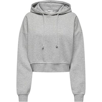 ONLY Onlsweat Life L/S huvtröja SWT Cropped huvtröja, Ljusgrå melange, XS ONLY Onlsweat Life L/S huvtröja SWT Cropped huvtröja, Ljusgrå melange, XS