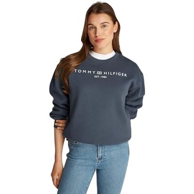Tommy Hilfiger dam MDRN REG CORP LOGO C-NK SWTSHRT WW0WW39791 pullover tröja, grå, 3XL, Grå (militär denim), 3XL stor Tommy Hilfiger dam MDRN REG CORP LOGO C-NK SWTSHRT WW0WW39791 pullover tröja, grå, 3XL, Grå (militär denim), 3XL stor