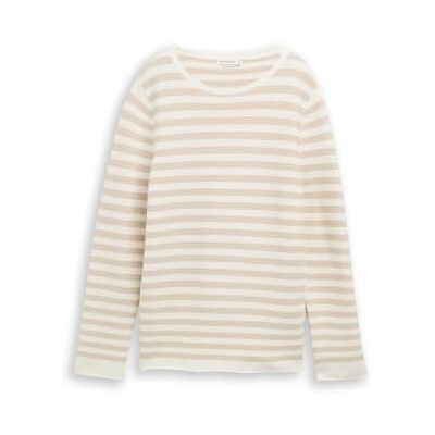 TOM TAILOR dam 1016350 tröja, 39421 – Sand Stone Offwhite Stripe, M TOM TAILOR dam 1016350 tröja, 39421 – Sand Stone Offwhite Stripe, M