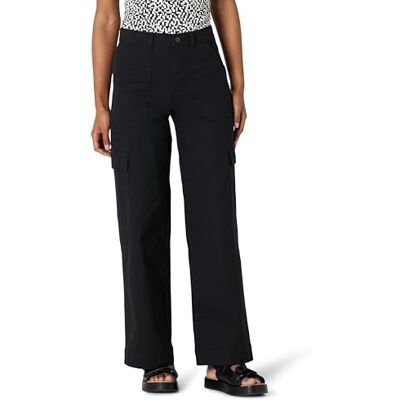 Amazon Essentials dam hög avslappnad passform full längd bred ben cargo kaki byxa, Svart, 42 EU Amazon Essentials dam hög avslappnad passform full längd bred ben cargo kaki byxa, Svart, 42 EU